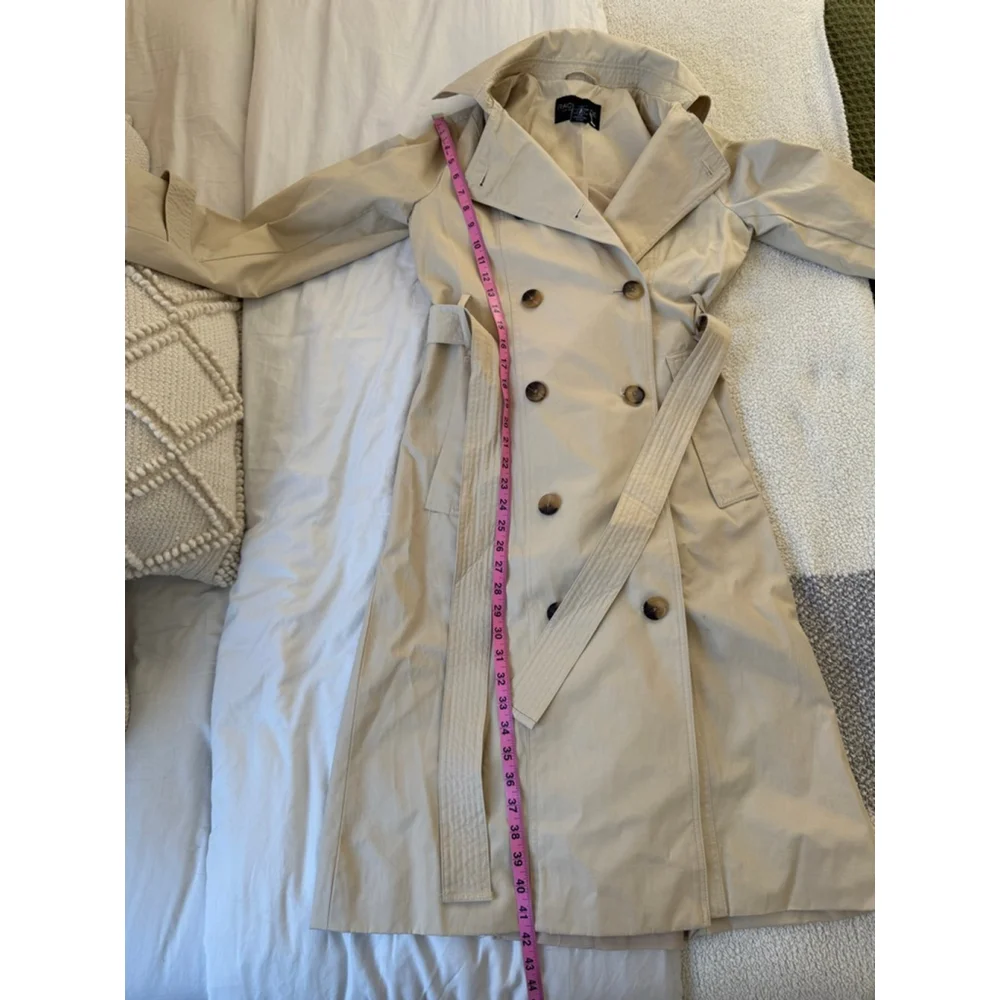 Women's Rachel Zoe Beige Double-Breasted Trench Coat XS - Picture 3 of 8